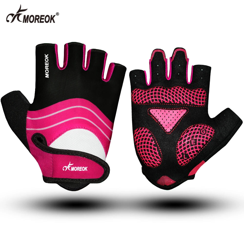 MOREOK Cycling Gloves Half Finger Bike Gloves 5MM Silicone Pads Pads Bicycle Gloves Shock-Absorbing Mountain Bike Gloves Anti