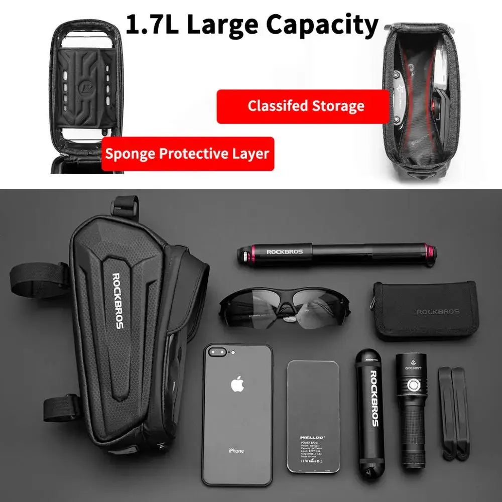 ROCKBROS Bicycle Bag Waterproof Touch Screen Cycling Bag Top Front Tube Frame MTB Road Bike Bag 6.5 Phone Case Bike Accessories PowerGlide Motors & Accessories