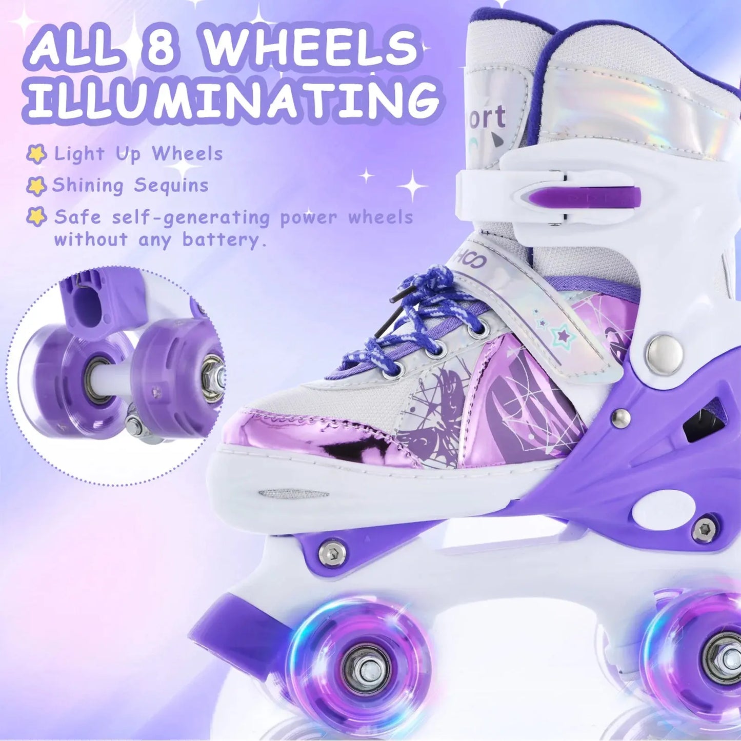 Roller Skates for Girls Boys for Kids 4 Size Adjustable Light Up kids roller skates girls roller skates kids roller skates girls PowerGlide Motors & Accessories