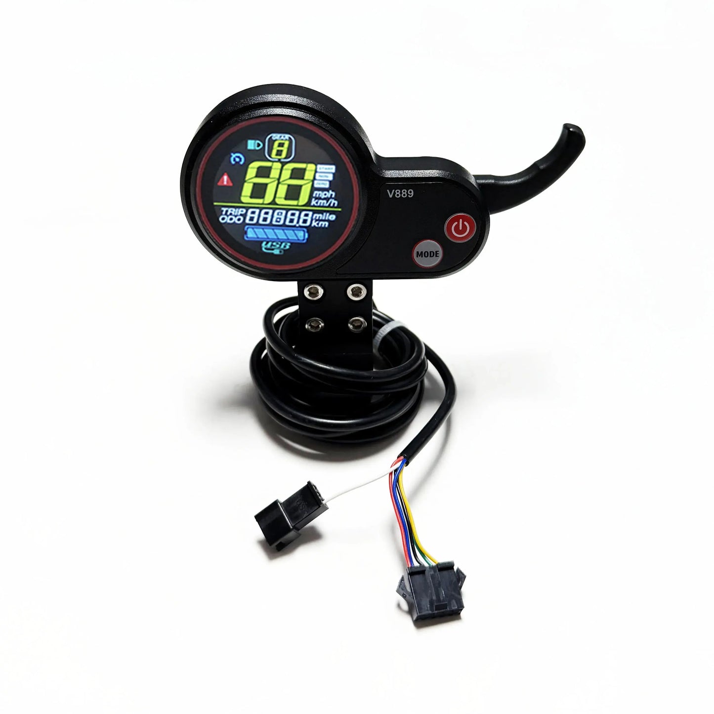E-Bike LCD with Rotary throttle, USB, 24V, 36V, 48V,V889 Color display for TF-100 kugoo M4 e-scooter UART No.2 Protocol PowerGlide Motors & Accessories