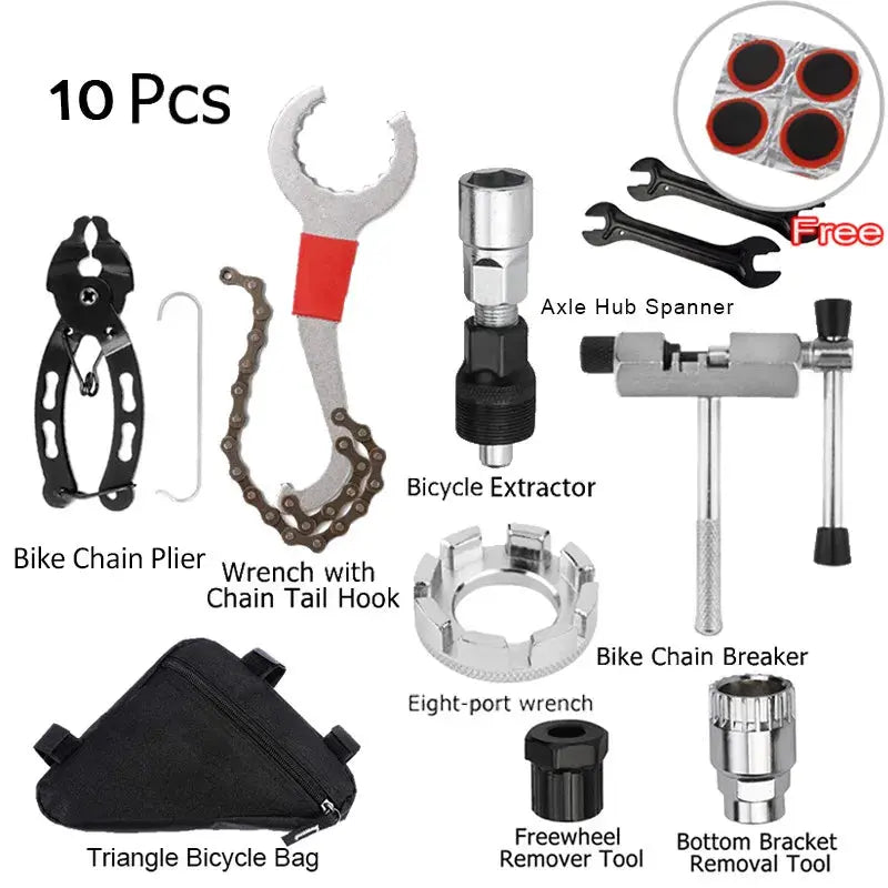 Bicycle Repair Tool Kits Flywheel Remover Cutter Chain Breaker Crank Puller Spoke Wrench MTB Road Bike Maintenance Tools Set PowerGlide Motors & Accessories