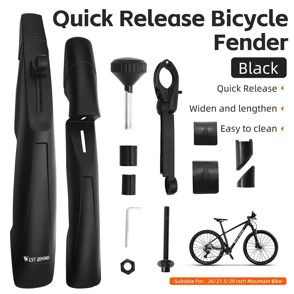 WEST BIKING Bicycle Fenders 26/27.5/29 inch Mountain Bike Front Rear Tire Bike Mudguard Lengthen Wheel MTB Quick Release Fender PowerGlide Motors & Accessories