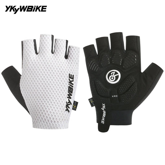 YKYWBIKE Cycling Gloves Unisex Half Finger PORON XRD Summer Breathable Shock Absorbing Bicycle Outdoors Road Bike Gloves