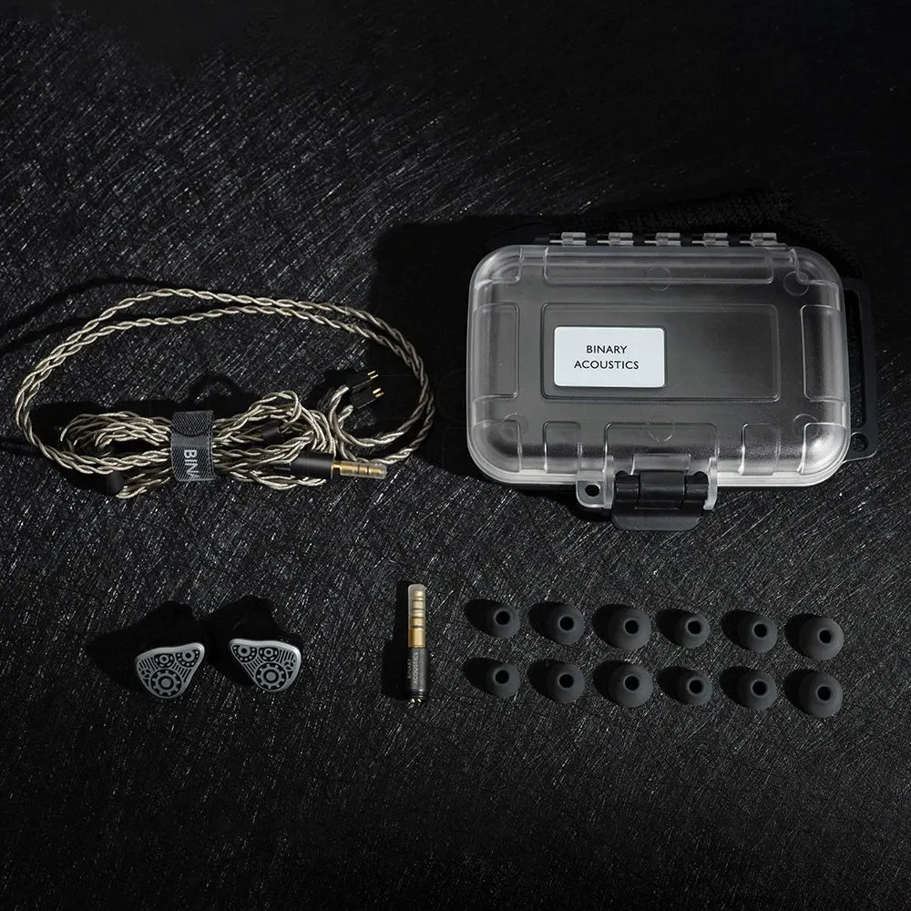 HiFiGo Binary Dynaquattro 4 Dynamic Driver IEMs 3 Specialized DD+1 Passive Diaphragm In-Ear Earphones with 3.5mm+4.4mm Plugs