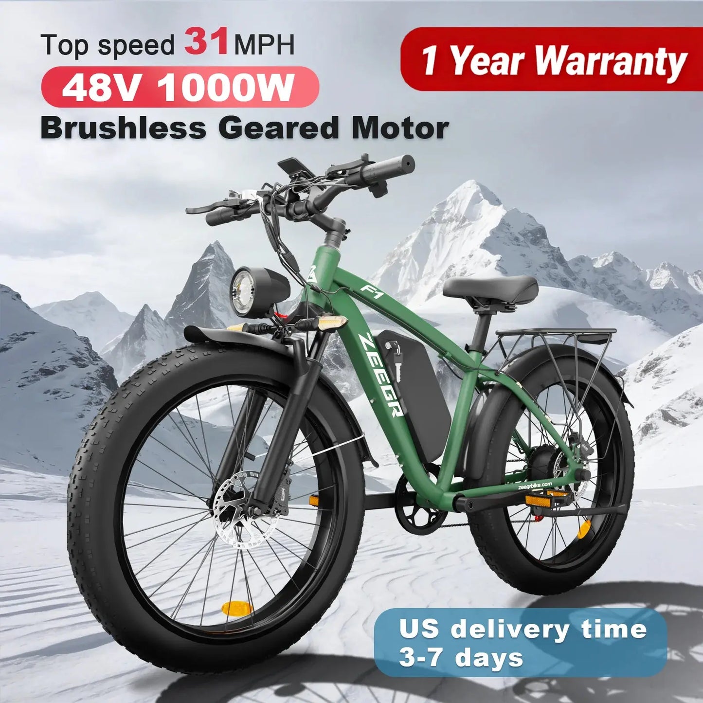 Moobelo M1 2000W Dual-Motor E-Bike 48V 22.4ah Fat Tires Full Suspension CE Certified US Warehouse Snow Beach Urban Riding Ebike PowerGlide Motors & Accessories