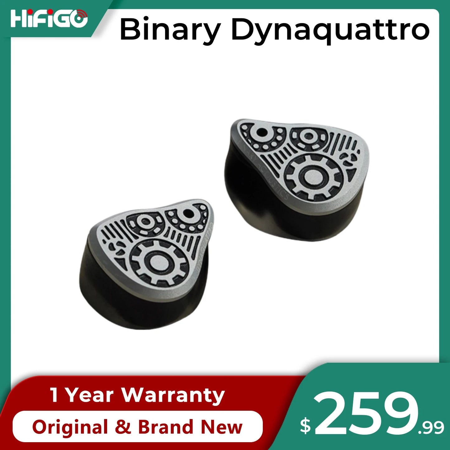 HiFiGo Binary Dynaquattro 4 Dynamic Driver IEMs 3 Specialized DD+1 Passive Diaphragm In-Ear Earphones with 3.5mm+4.4mm Plugs
