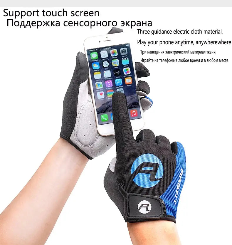 Cycling Anti-slip Full Finger Gloves Bike Gloves Pad Men Breathable Anti-shock Sports Gloves MTB Bike Bicycle Glove Man PowerGlide Motors & Accessories