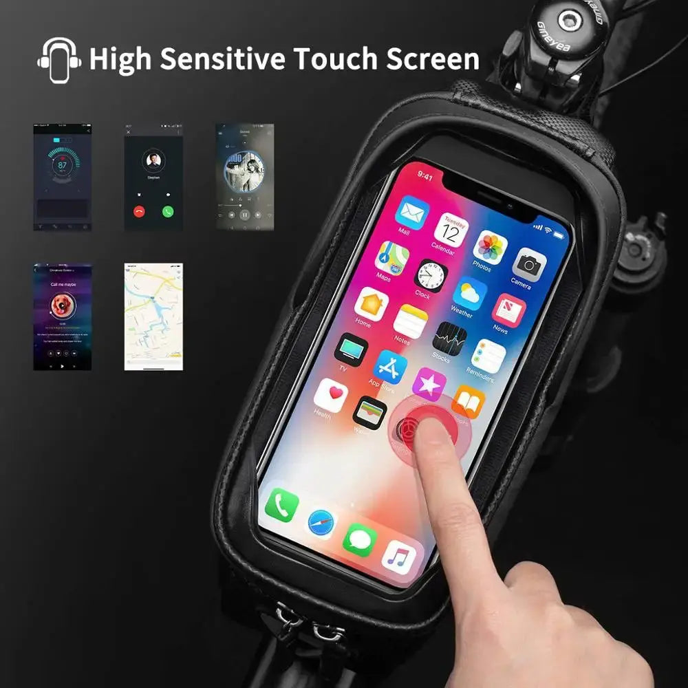 ROCKBROS Bicycle Bag Waterproof Touch Screen Cycling Bag Top Front Tube Frame MTB Road Bike Bag 6.5 Phone Case Bike Accessories PowerGlide Motors & Accessories