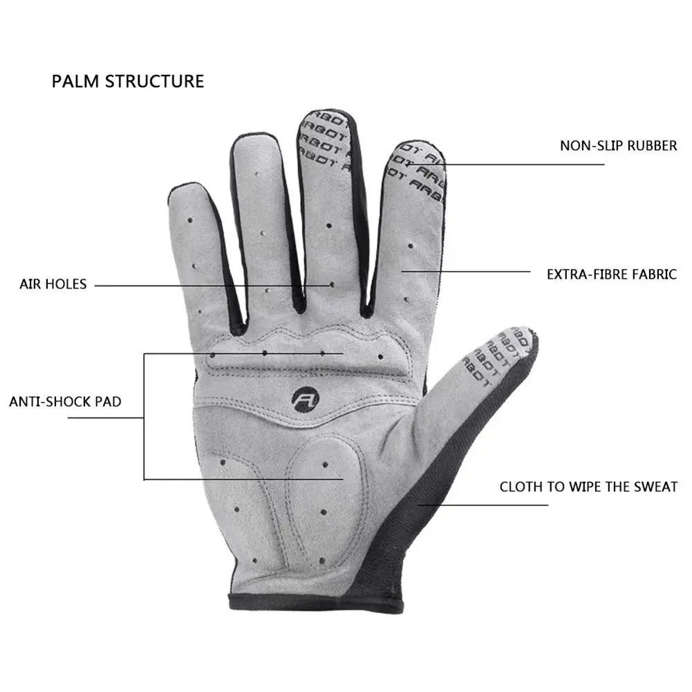 Cycling Anti-slip Full Finger Gloves Bike Gloves Pad Men Breathable Anti-shock Sports Gloves MTB Bike Bicycle Glove Man PowerGlide Motors & Accessories