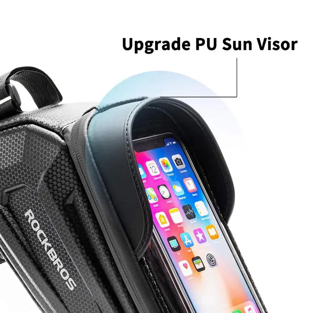 ROCKBROS Bicycle Bag Waterproof Touch Screen Cycling Bag Top Front Tube Frame MTB Road Bike Bag 6.5 Phone Case Bike Accessories PowerGlide Motors & Accessories