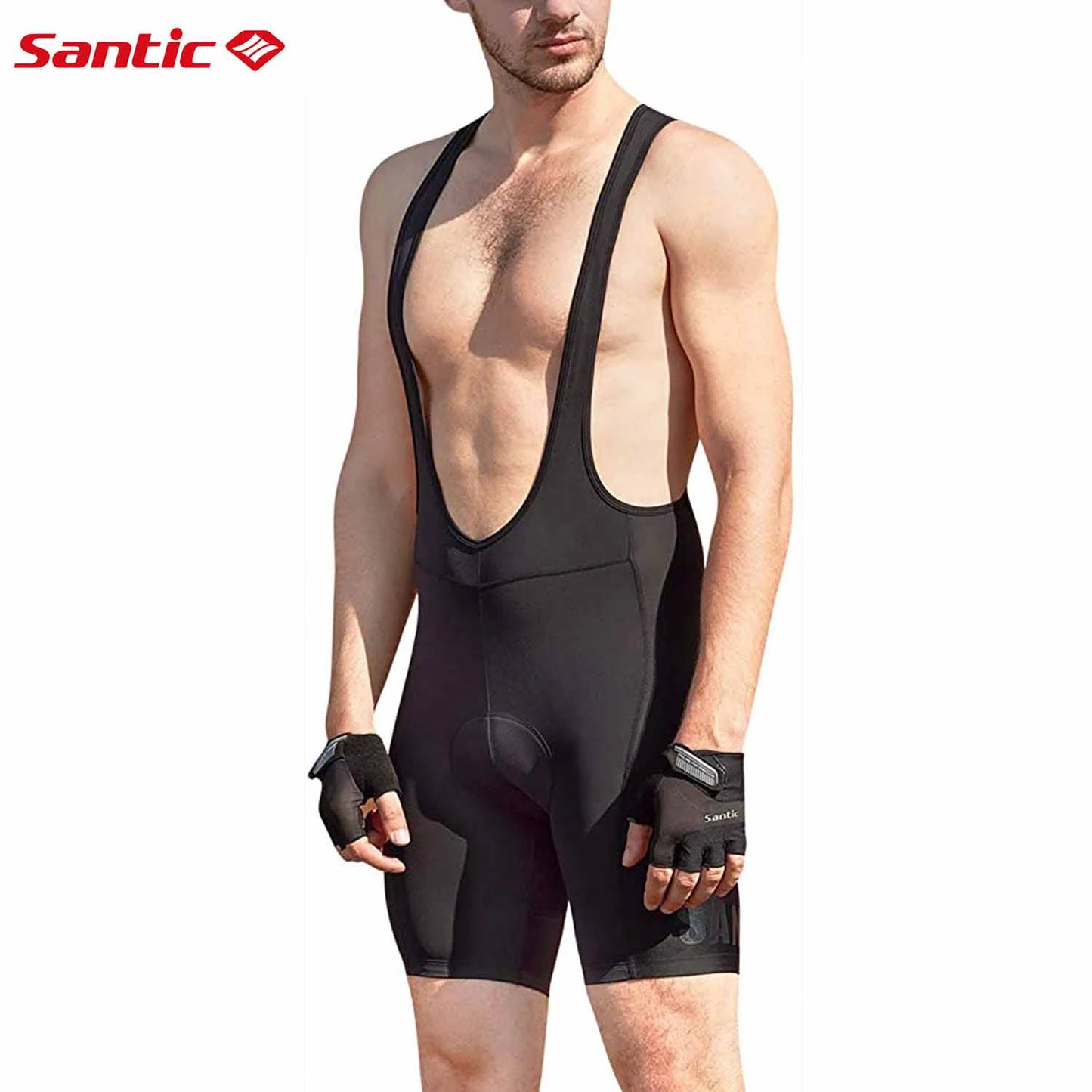 Santic Men Cycling Bib Shorts Summer 4D Padded Cycling MTB Shorts Summer Road Bicycle Bottom Middle-distance Riding K7MC033