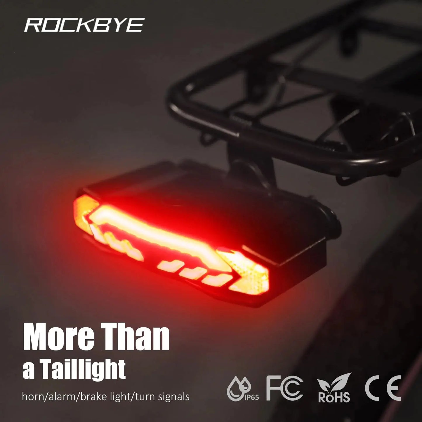 Rockbye Smart Bike Light Wireless Remote Control Bicycle Tail Light MTB Road Laser Turn Signal Cycling Lamp USB LED Rear Light PowerGlide Motors & Accessories