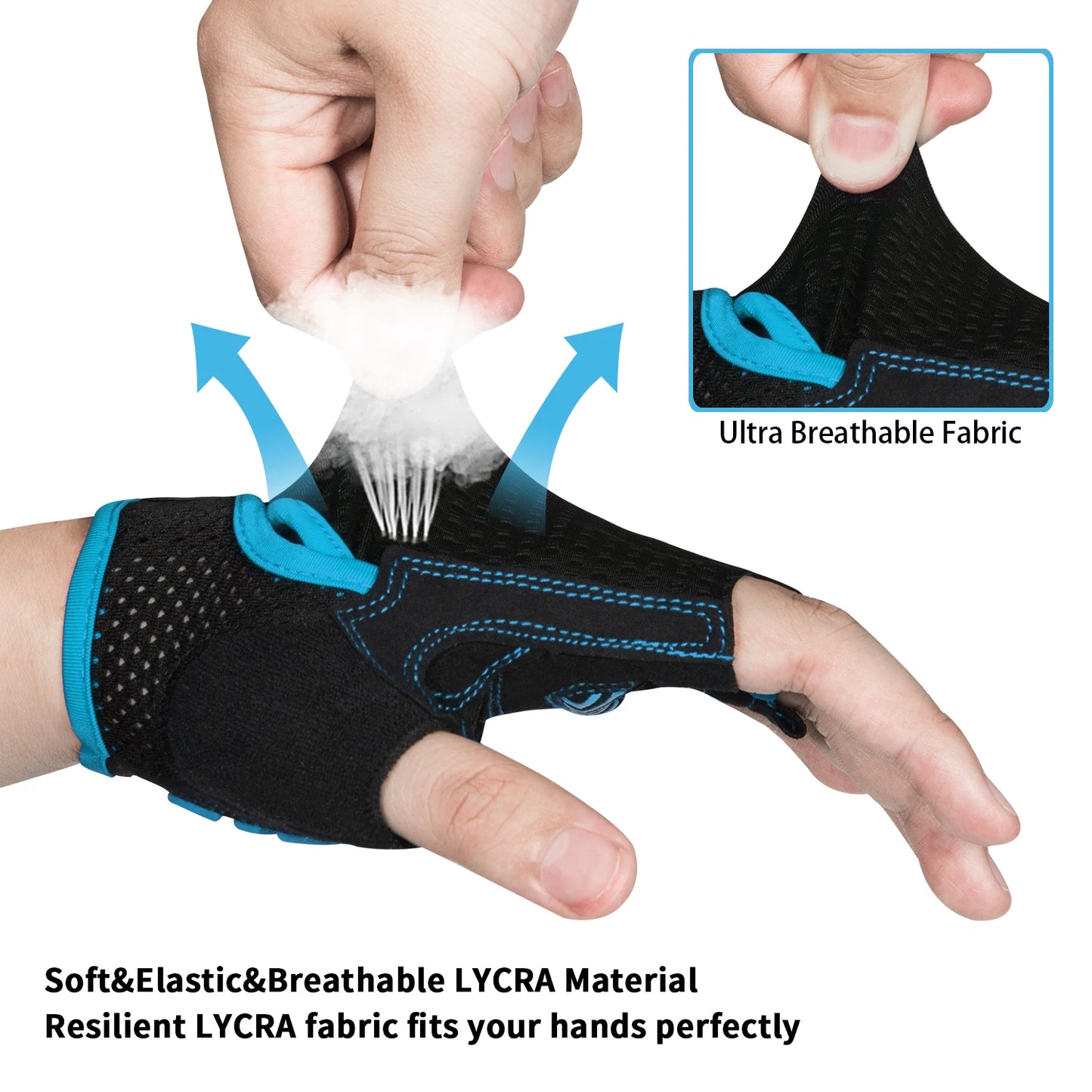 MOREOK Mountain Bike Gloves Half Finger 5MM Silicone Gel Pads Shock-Absorbing Non-Slip Cycling Gloves for MTB Road Biking Men Wo