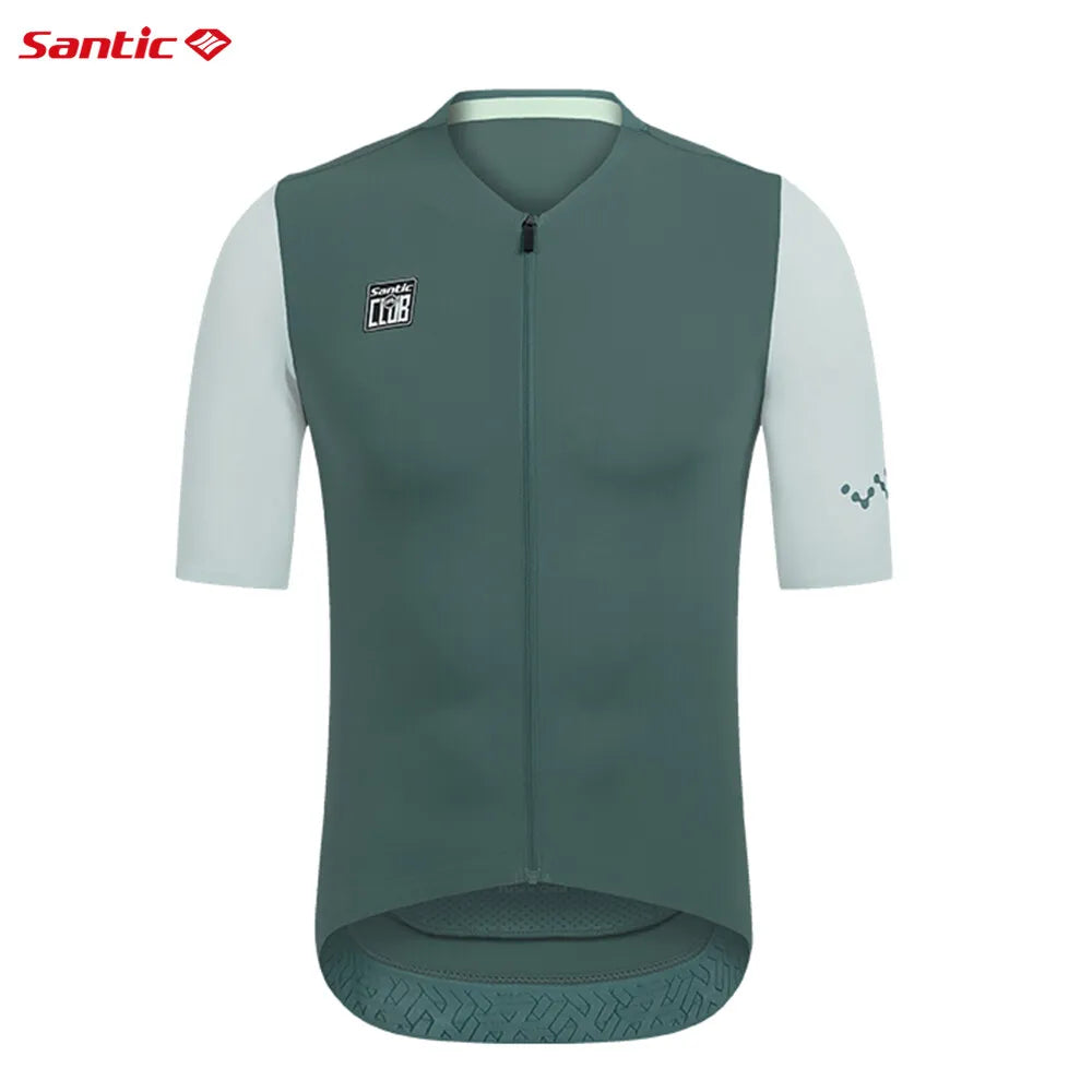 Santic Cycling Jerseys Men Short Sleeve Professional Breathable Powerband Reflective Quick Dry WM24C02237