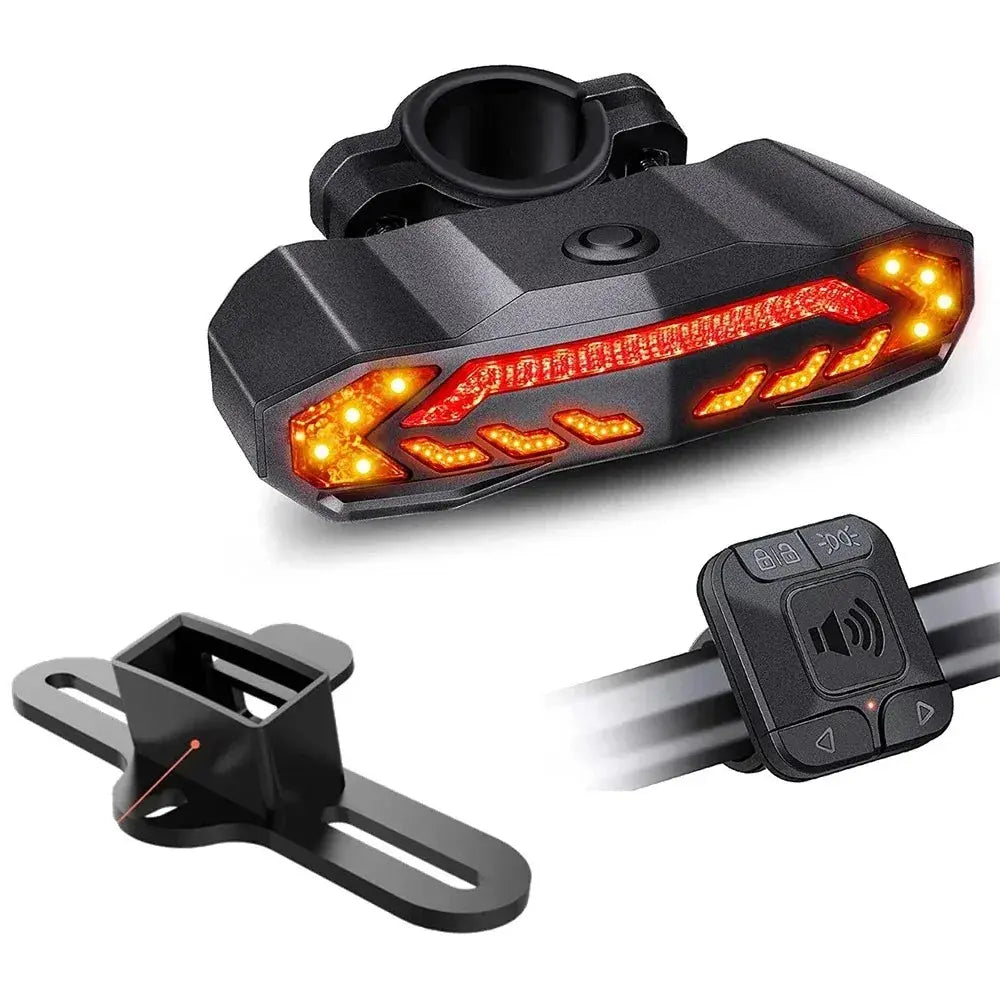 Wireless Bicycle Alarm Rear Tail Light With Turn Signal IP65 Waterproof USB Charging Bike Brake Sensor Taillight With Bracket PowerGlide Motors & Accessories