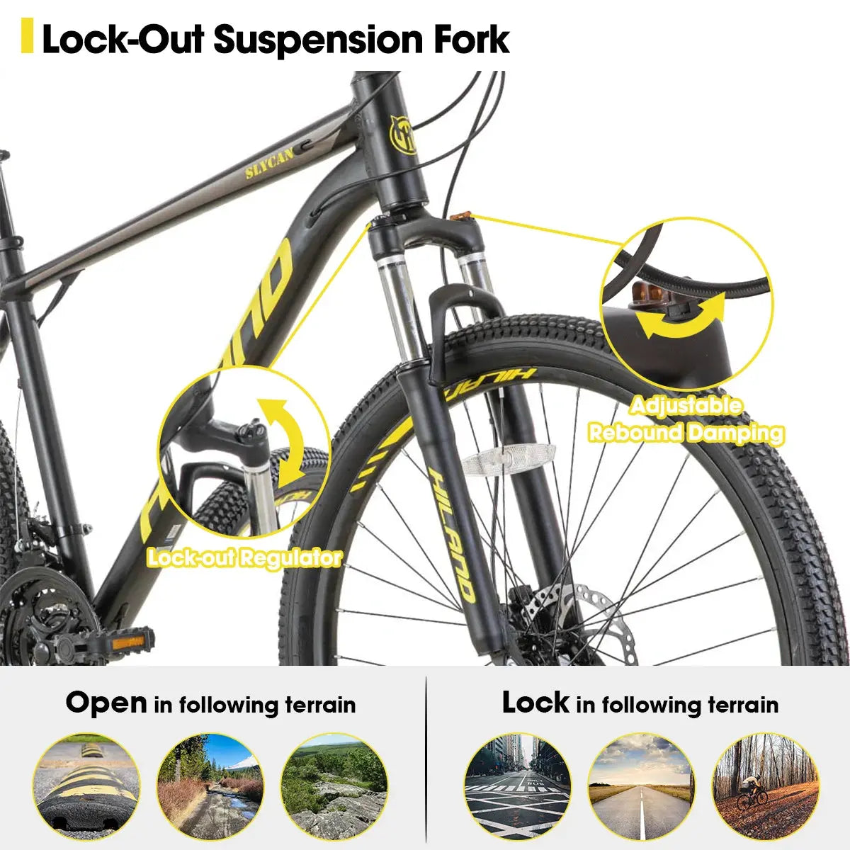 Hiland Aluminum Mountain Bike 21 Speeds, Hydraulic Disc-Brakes, Lock-Out Suspension Fork, 27.5 inch Wheel, Bike for Men Mens PowerGlide Motors & Accessories