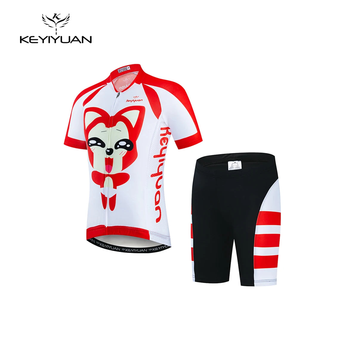KEYIYUAN 2024 Summer Little Cute Short Sleeve Cycling Jersey Suit Child Bicycle Ride Clothing Kids Road Bike Sport Clothes