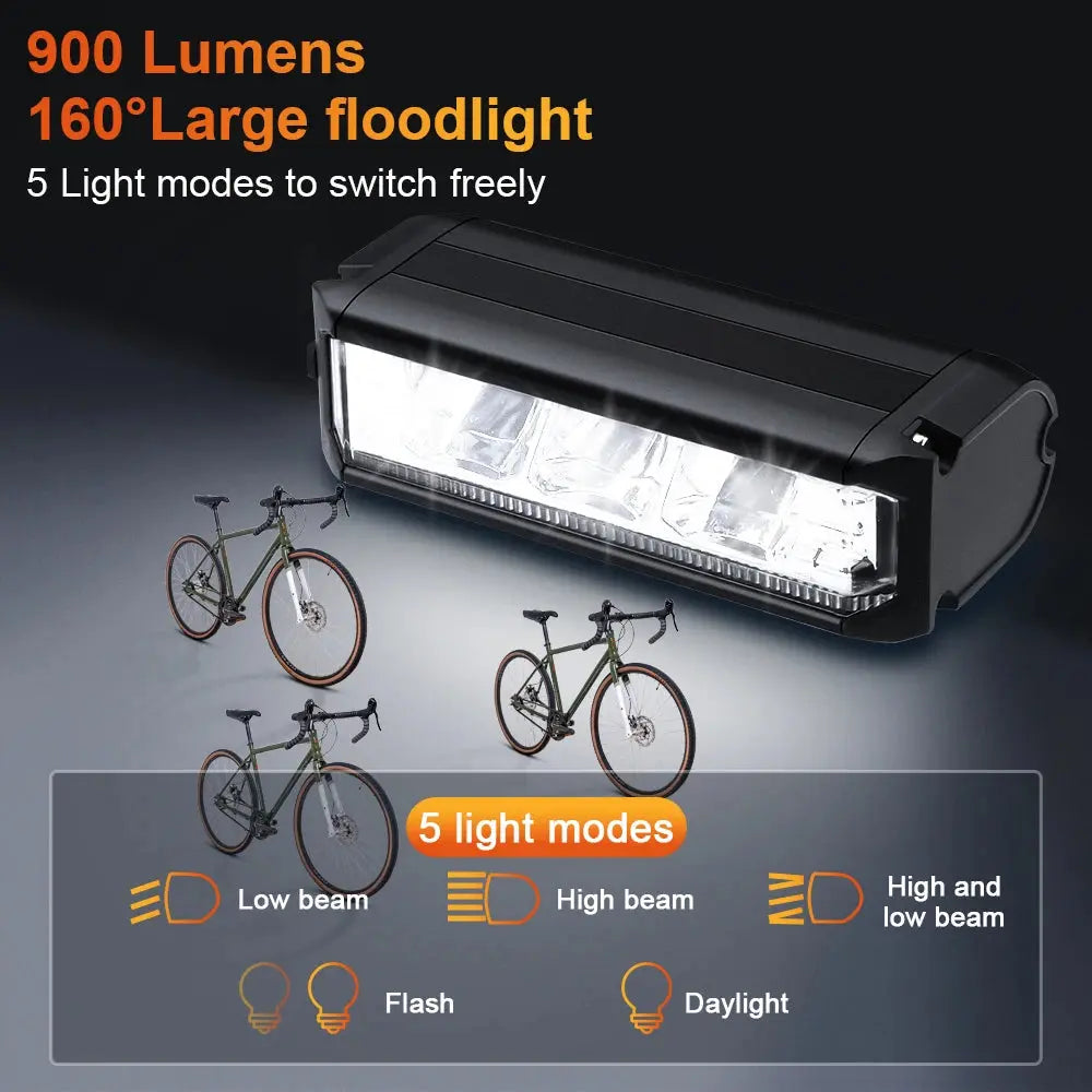 USB Rechargeable Bike Front Light 900 Lumens Cycling Light 2000mAh Bike Lights for Night Riding/Cycling Safety Lamp PowerGlide Motors & Accessories