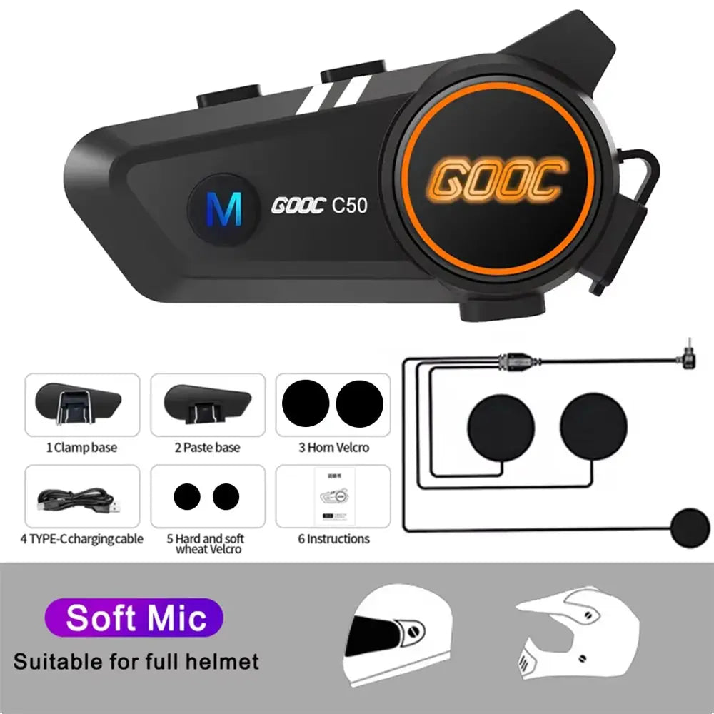Bluetooth 5.3 Helmet Headset Wireless Hands-free Call Phone Kit Motorcycle Waterproof Earphone MP3 Music Player Speaker for Moto PowerGlide Motors & Accessories