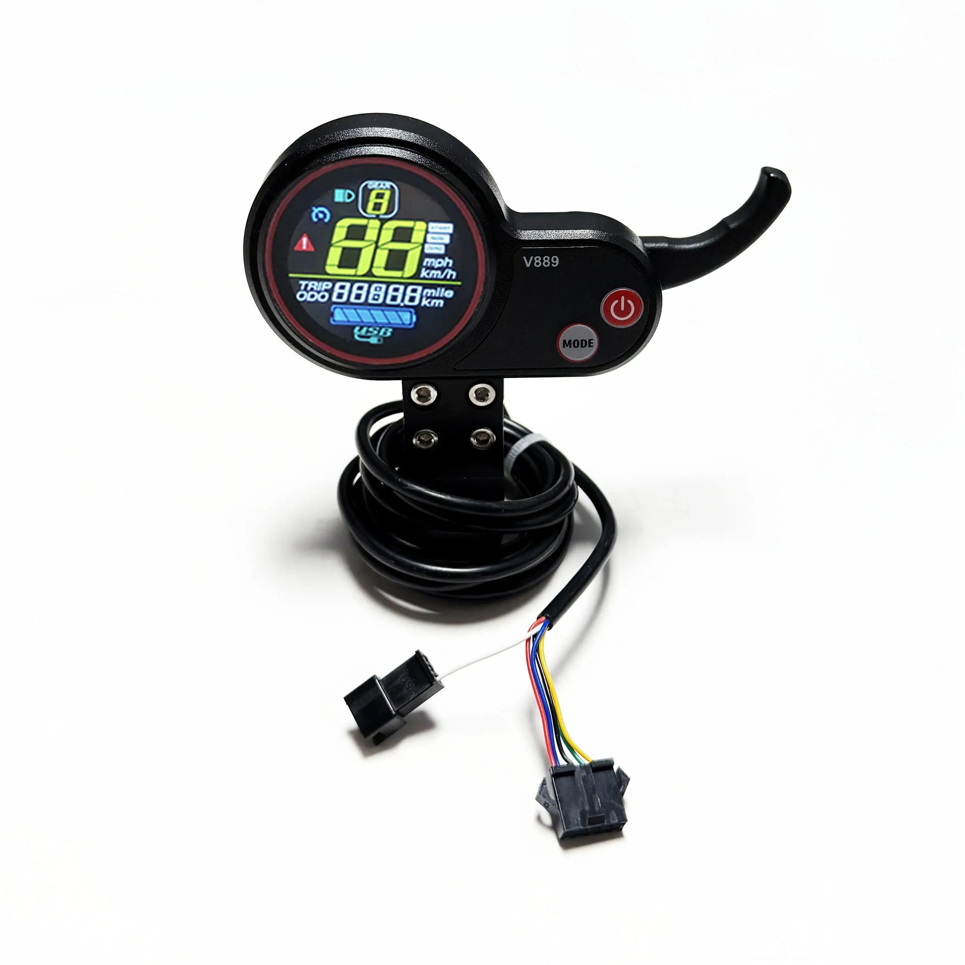 E-Bike LCD with Rotary throttle, USB, 24V, 36V, 48V，V889 Color display for TF-100 kugoo M4 e-scooter UART No.2 Protocol PowerGlide Motors & Accessories