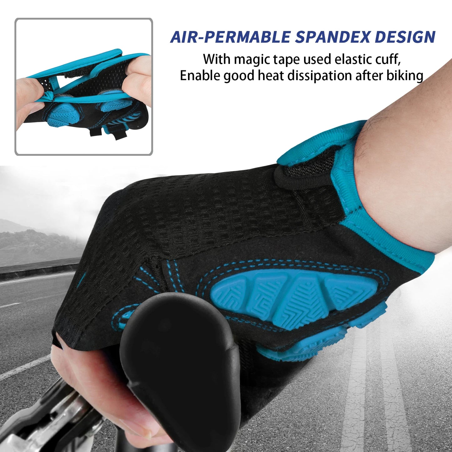MOREOK Mountain Bike Gloves Half Finger 5MM Silicone Gel Pads Shock-Absorbing Non-Slip Cycling Gloves for MTB Road Biking Men Wo