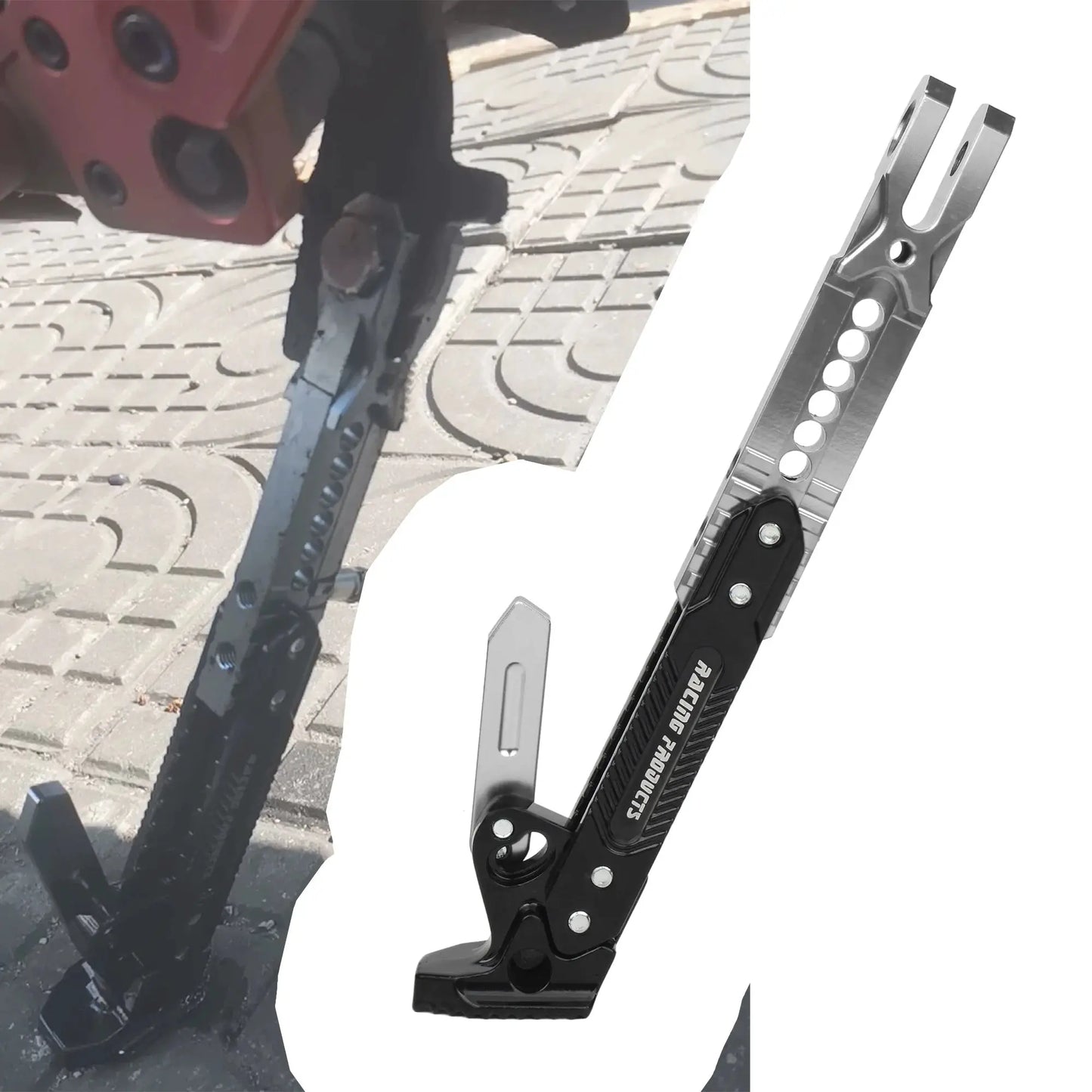 Universal Motorcycle Kickstand Telescopic Adjustable Metal Side Supports CNC Motorbike Scooters Parking Bracket Modified Parts PowerGlide Motors & Accessories