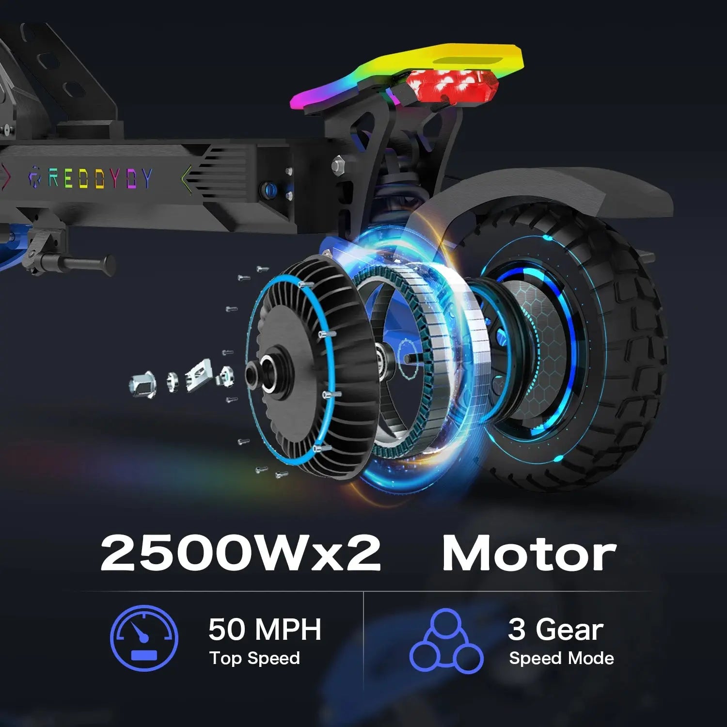 Electric Offroad Scooter - 50 MPH Fastest Dual Motor Adult Scooter, 5000W Peak, 55-Mile Long Range, 10.5" Off-Road Tires,60V25ah PowerGlide Motors & Accessories