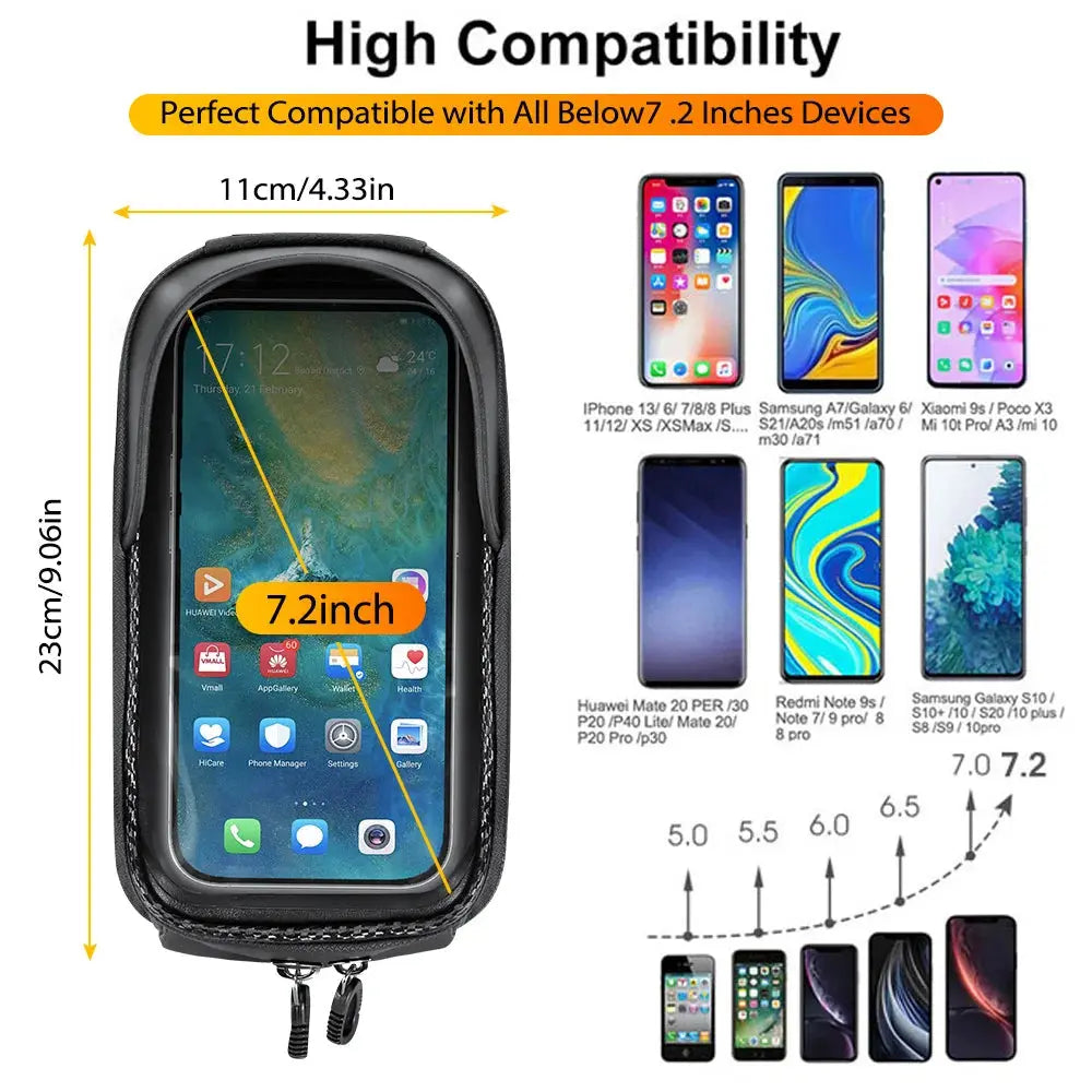 NEWBOLER 2L Bicycle Bag Cycling Top Front Tube Frame Bag Waterproof 7.2Inches Phone Case Storage Touch Screen MTB Road Bike Bag PowerGlide Motors & Accessories