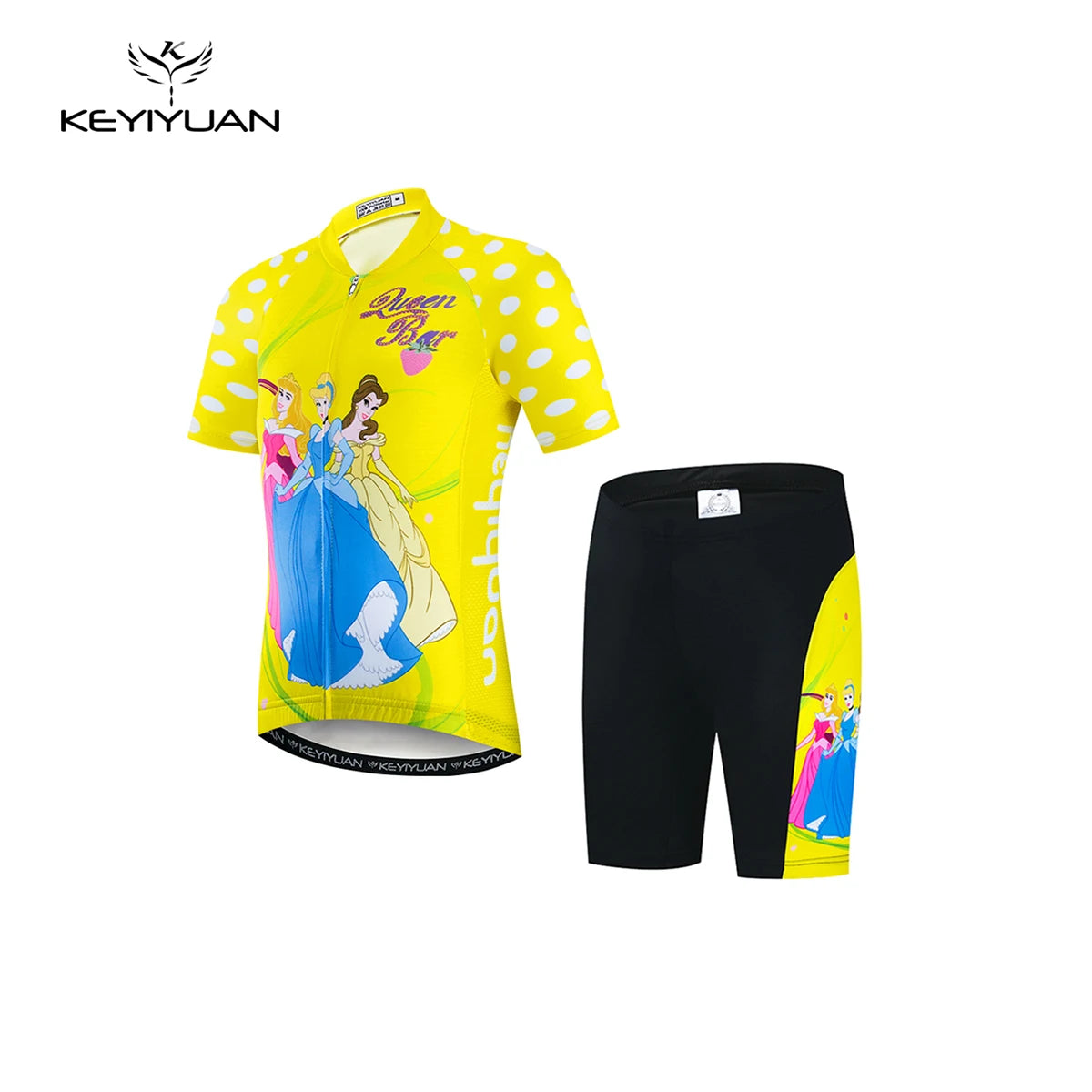 KEYIYUAN 2024 Summer Little Cute Short Sleeve Cycling Jersey Suit Child Bicycle Ride Clothing Kids Road Bike Sport Clothes
