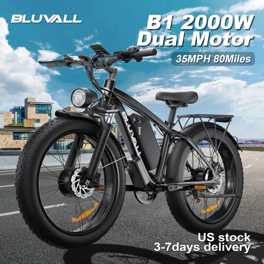 Moobelo M1 2000W Dual-Motor E-Bike 48V 22.4ah Fat Tires Full Suspension CE Certified US Warehouse Snow Beach Urban Riding Ebike PowerGlide Motors & Accessories