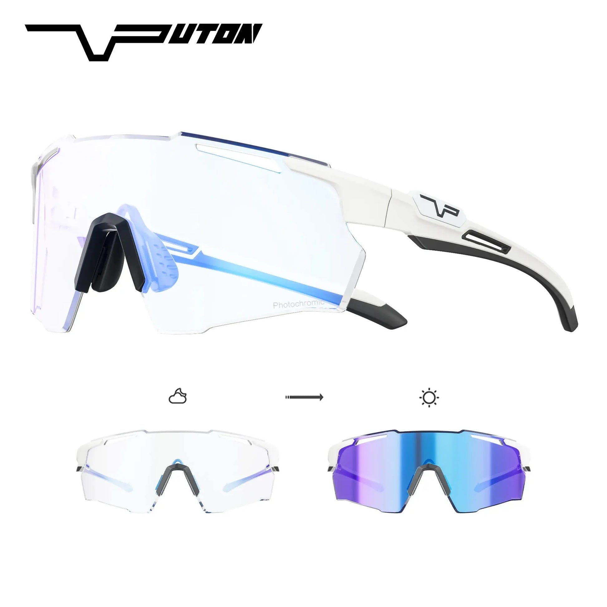 PUTON Photochromic Cycling Glasses Outdoor Running Sunglasses Men Women MTB Road Bike Glasses Fashion Hiking Drive Sunglasses PowerGlide Motors & Accessories