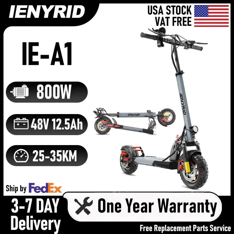 IENYRID A1 Foldable Electric Scooter 800W/48V/12.5 AH E-Scooter Max Speed 45KM Per Hour Max Range 20-30KM Adult City E-Scooter PowerGlide Motors & Accessories