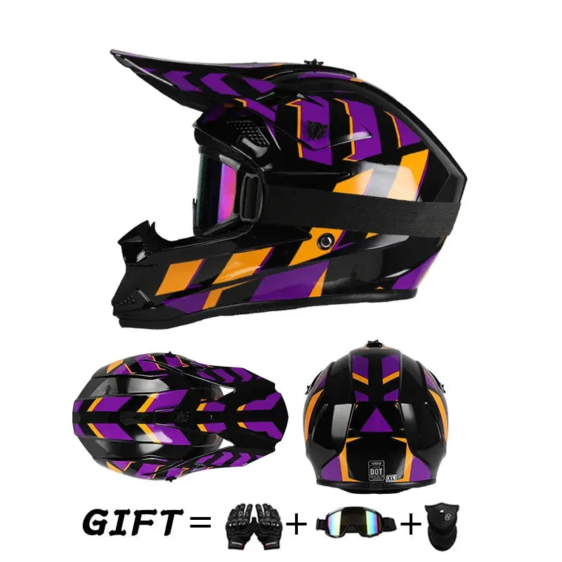 Off road motorcycle helmet rally downhill full helmet riding with goggles suitable for all seasons for men women and children PowerGlide Motors & Accessories