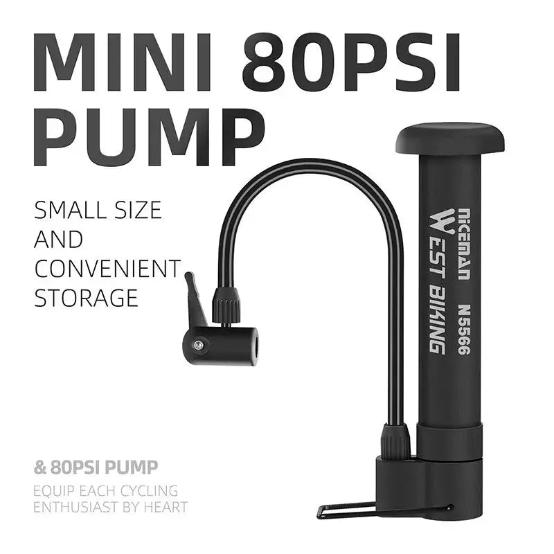 WEST BIKING MTB Bicycle Pump 80 PSI Bike Manual Air Pump Balloon Tire Inflator Schrader Valve Floor Pump Cycling Accesories PowerGlide Motors & Accessories
