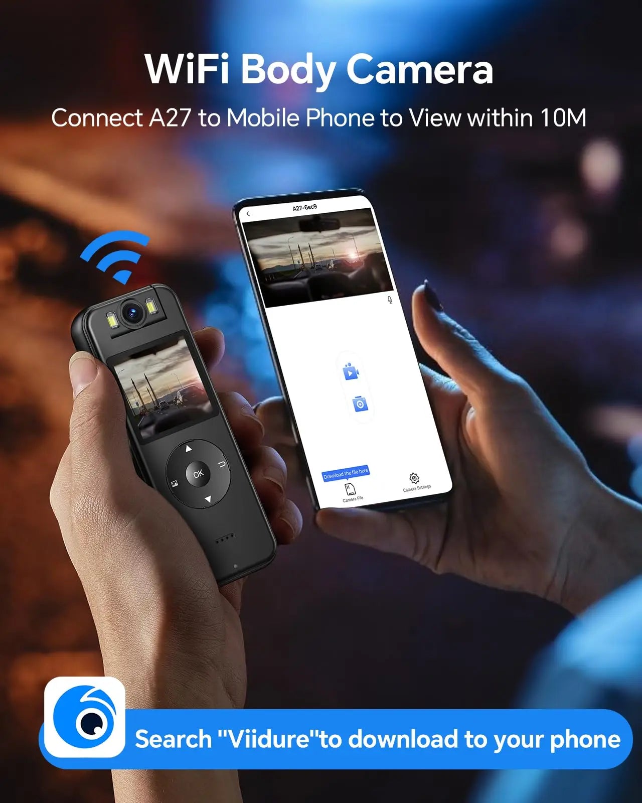 BOBLOV A27 2K Body Worn Camera 64G WiFi Mini Camera 4 Hrs Video Shooting Small Camcorder with 180°Rotatable Lens Battery Camera