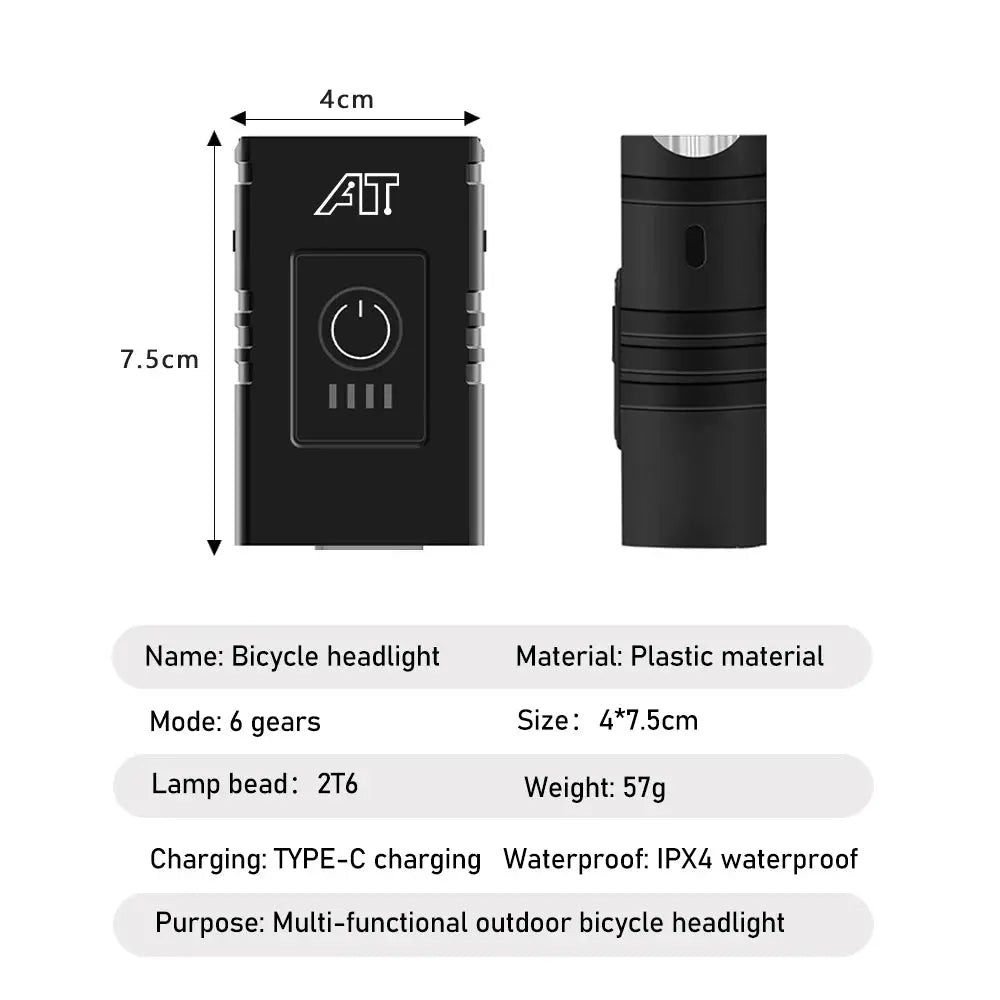 LED Bicycle Front Light Type-C Rechargeable Bicycle Headlight MTB Road Bike Headlamp Easy to Install Cycling Accessories PowerGlide Motors & Accessories