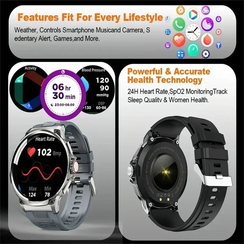 New 1.85-inch ultra AMOLED smartwatch, GPS track, HD Bluetooth call; 710 mah large battery 400+ dial, suitable for Huawei Xiaomi