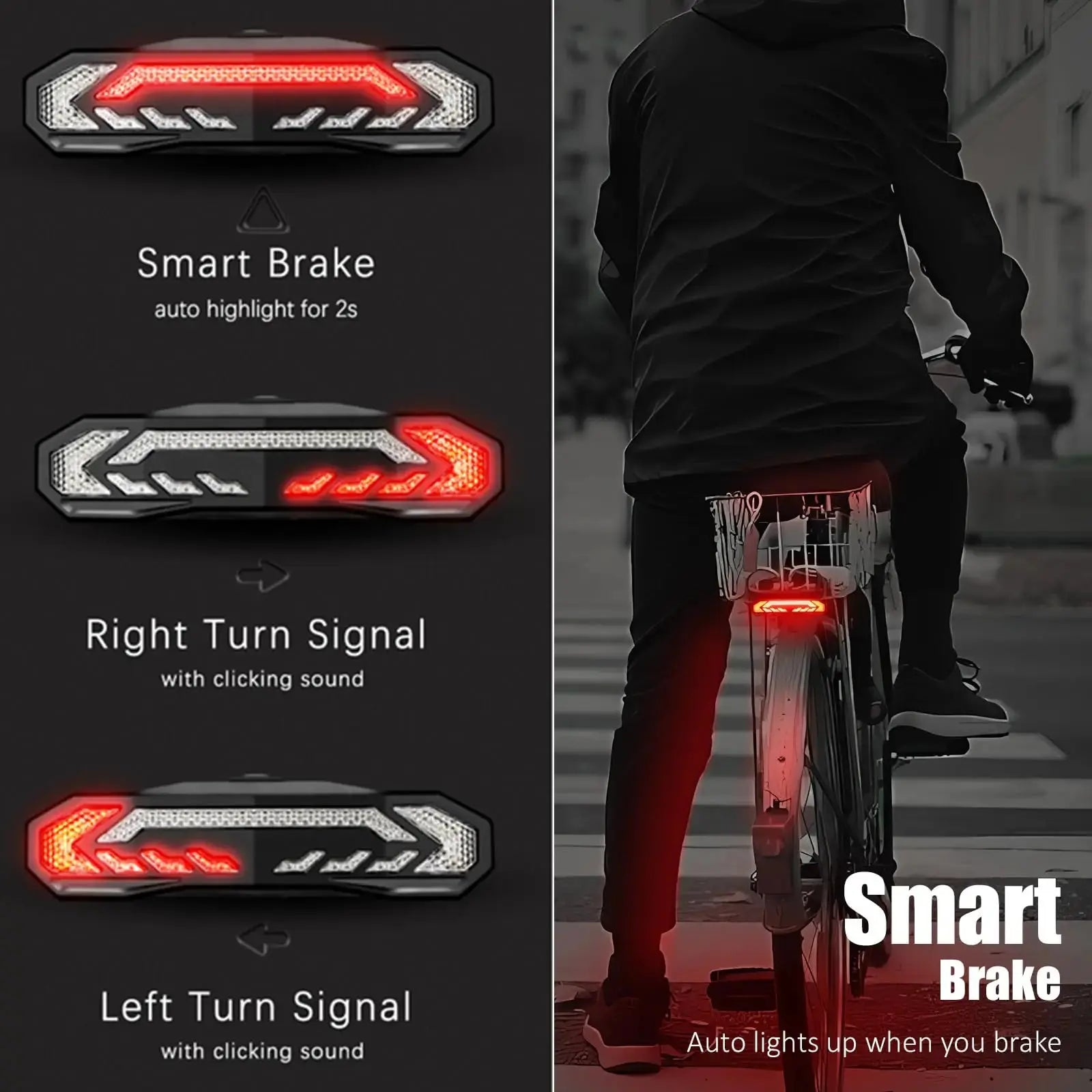 Rockbye Smart Bike Light Wireless Remote Control Bicycle Tail Light MTB Road Laser Turn Signal Cycling Lamp USB LED Rear Light PowerGlide Motors & Accessories