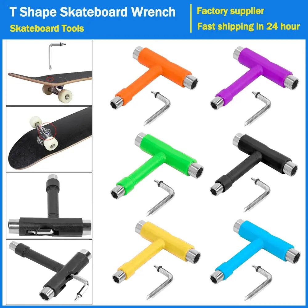 T Shape Wrench Skateboard Professional T Type Allen Key Black Longboard Skateboard Tools Board Roller Skate Wrench Tools Parts PowerGlide Motors & Accessories