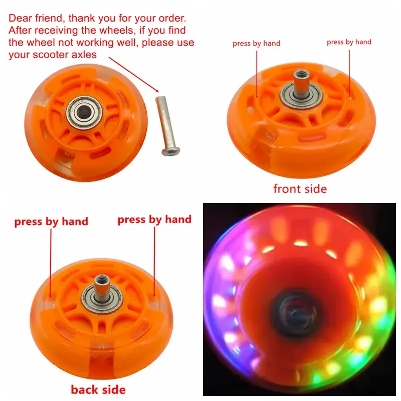 children scooter wheel flashing lighting wheel 80MM 100mm 120mm PU wheel for children scooter PowerGlide Motors & Accessories