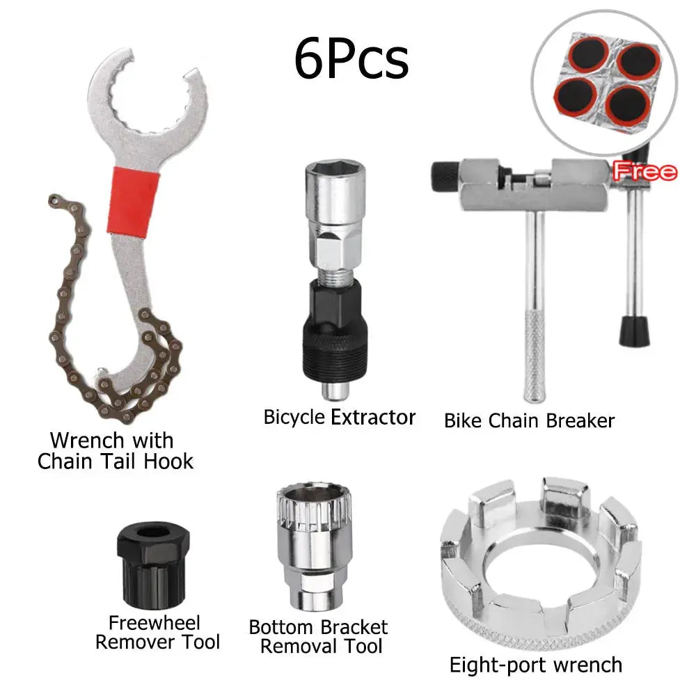 Bicycle Repair Tool Kits Flywheel Remover Cutter Chain Breaker Crank Puller Spoke Wrench MTB Road Bike Maintenance Tools Set PowerGlide Motors & Accessories