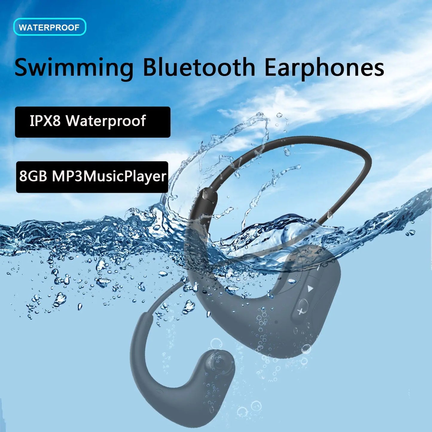 NEW Professional Swimming Earphone 8GB MP3 Music Player Bluetooth Headphones IPX8 Waterproof Underwater HD Sound Sports Earbuds
