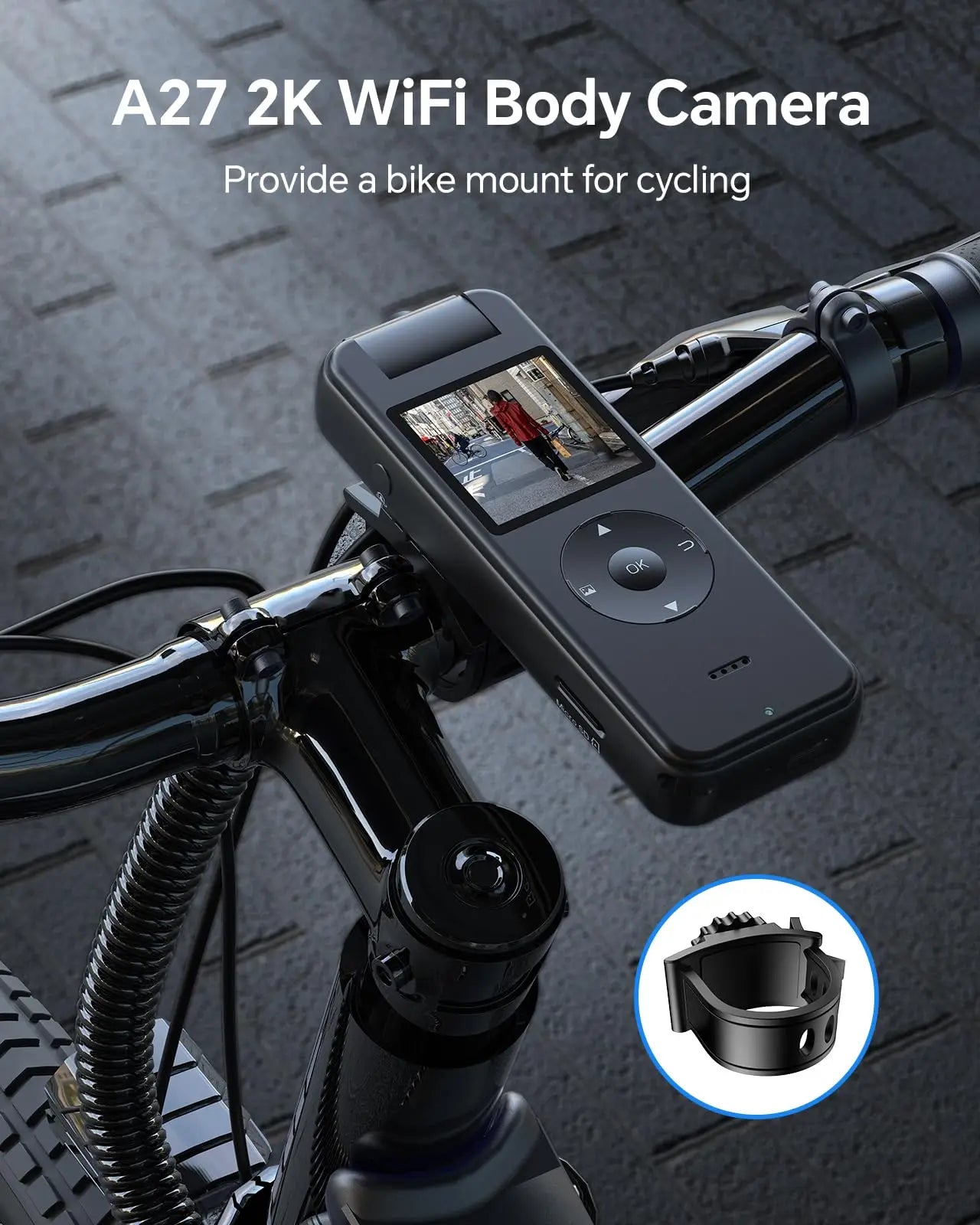 BOBLOV A27 2K Body Worn Camera 64G WiFi Mini Camera 4 Hrs Video Shooting Small Camcorder with 180°Rotatable Lens Battery Camera