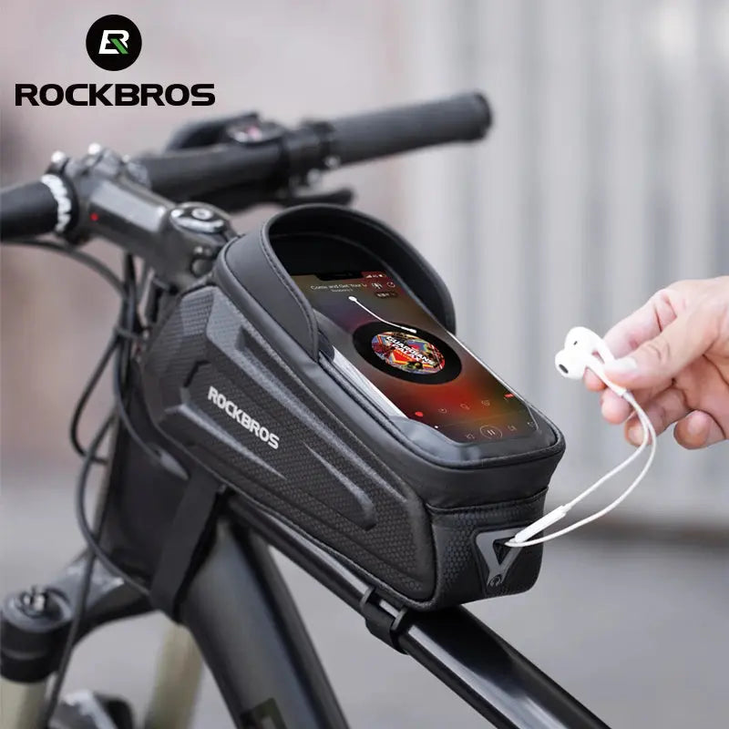 ROCKBROS Bicycle Bag Waterproof Touch Screen Cycling Bag Top Front Tube Frame MTB Road Bike Bag 6.5 Phone Case Bike Accessories PowerGlide Motors & Accessories