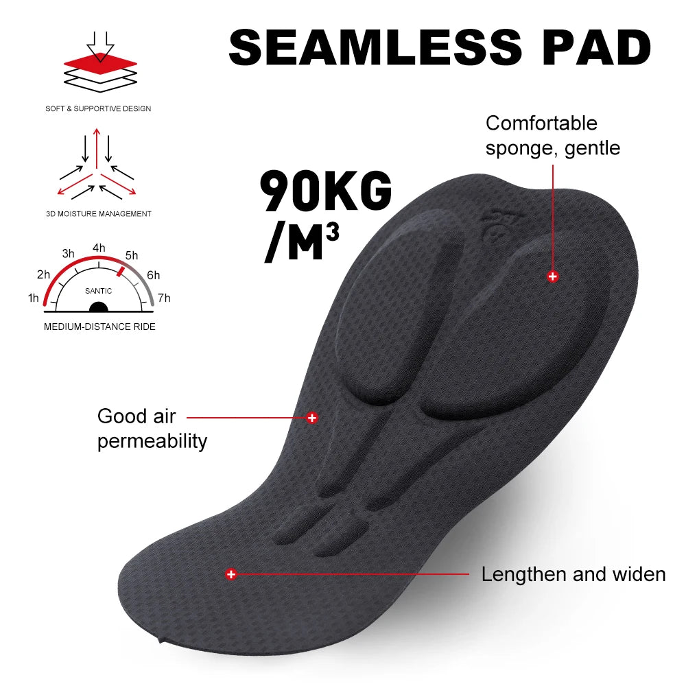 Santic Men's Summer Cycling Big Shorts Breathable Bicycle MTB 3/4 Bib Shorts Italian Shock Absorbing Cushion Bike Pants WM24C051