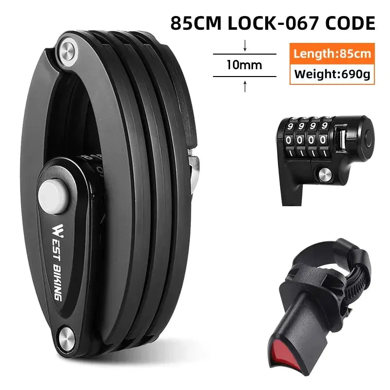 WEST BIKING Foldable Bicycle Lock MTB Road Bike Hamburg Lock High Security Anti-Theft Electric Scooter E-Bike Cycling Chain Lock PowerGlide Motors & Accessories