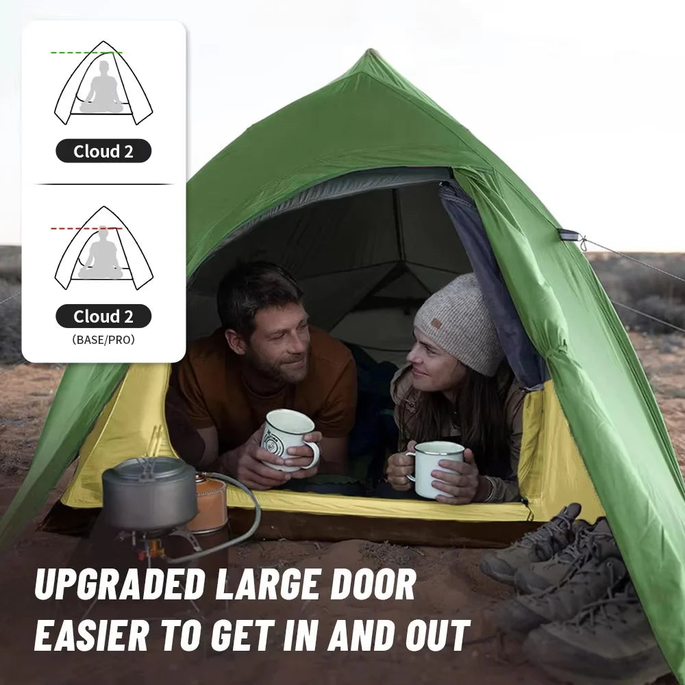 Naturehike Cloud Up 2 People Tent Ultralight 20D Camping Tent Waterproof Outdoor Hiking Travel Backpacking Cycling Fishing Tents