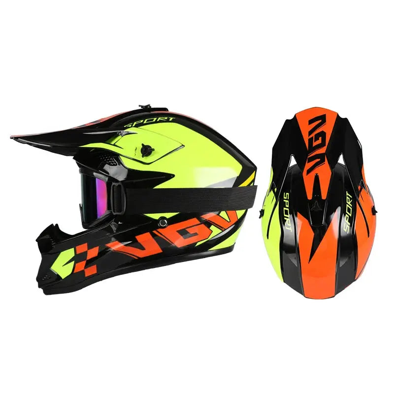 Off road motorcycle helmet rally downhill full helmet riding with goggles suitable for all seasons for men women and children PowerGlide Motors & Accessories