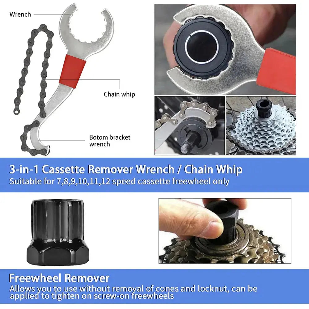 Bike Tool Kit Professional Bike Repair Tools with Cassette Remover Wrench Chain Breaker Cycling MTB Road Bike Maintenance Tool PowerGlide Motors & Accessories