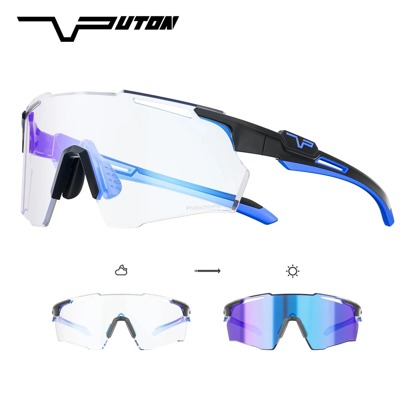PUTON Photochromic Cycling Glasses Outdoor Running Sunglasses Men Women MTB Road Bike Glasses Fashion Hiking Drive Sunglasses PowerGlide Motors & Accessories